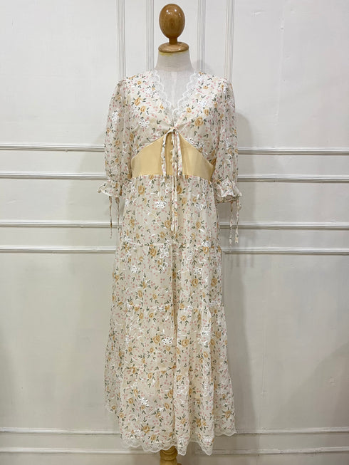 Women Lacey Patch Work Floral Printed Layer Sundress